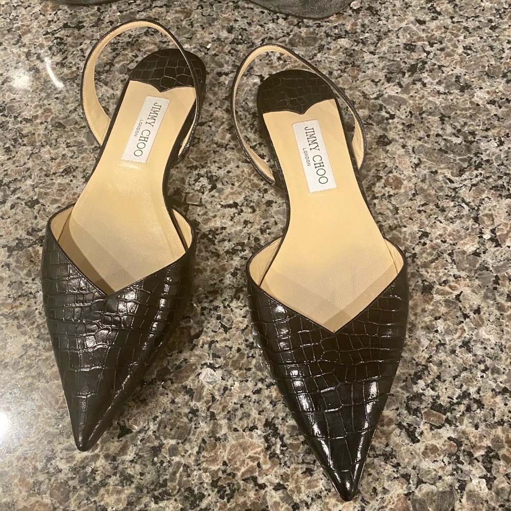 JIMMY CHOO ALLIGATOR SLING BACK FLATS!